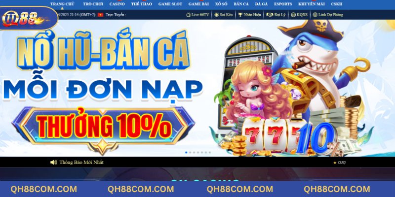 Giao diện trang web QH88 thiết kế hiện đại, đẹp mắt